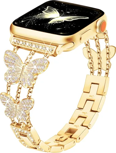 Vista 12 de Banda Mariposa Compatible con Correas de Apple Watch de 40mm 41mm 42mm (S11/10) 38mm iWatch SE Series 11 10 9 8 7 6 5 4 3, Correas delgadas