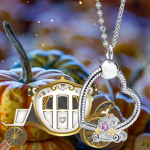 Vista 4 de QeenseKc Cenicienta Calabaza Carro Charm Cuento de hadas estilo Disney pulsera Pandora