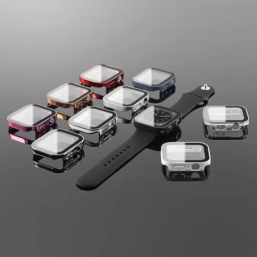 Vista 7 de Protección de Pantalla EIHAIHIS para Apple Watch Funda Serie 11 10 9 SE 8 7 6 5 4 40mm 44mm 41mm 45mm 42mm 46mm Vidrio Templado Impermeable PC