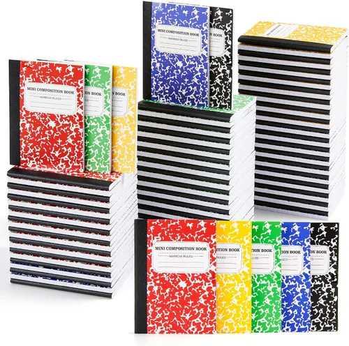 Vista 8 de feela Paquete de 120 mini cuadernos de composición a granel, lindo bloc de notas de composición de bolsillo, cuadernos pequeños para estudiantes