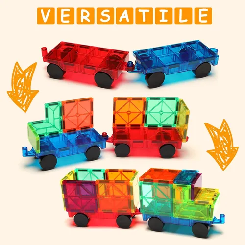 Vista 9 de Gemmicc Juego de 2 piezas magnéticas para coche + bolsa de transporte de juguetes