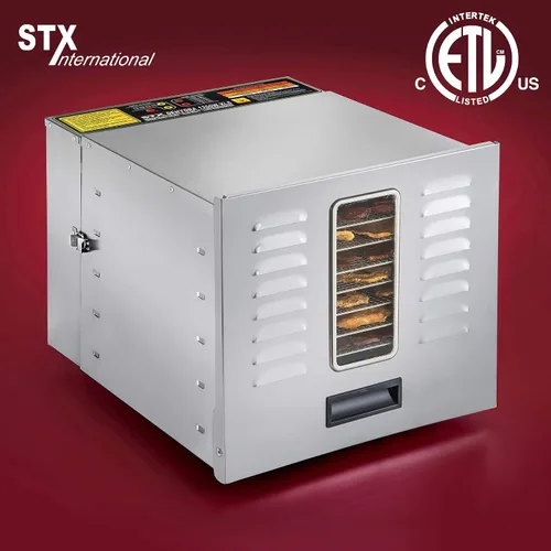 Vista 3 de STX Internacional stx-deh-1200 W-xls Maquina deshidratadora de alimentos de Acero Inoxidable Digital – 10 charolas – 1200 Watts – 165 grados