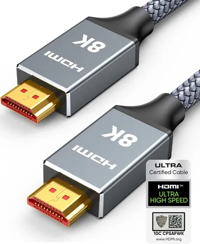 Vista 11 de Capshi Cable HDMI 2.1 de 2 pies 8K 4K a 120Hz, cable de alta velocidad de 48 Gbps para PS5/4, TV, consola de juegos, monitor, 8K @60Hz, 2K @240Hz