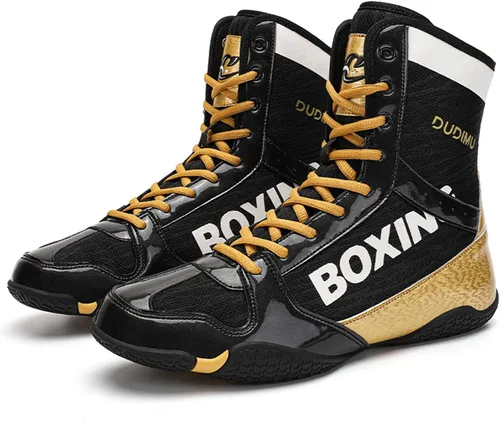 Vista 3 de Zapatos de boxeo profesionales para hombres y mujeres, transpirables, zapatos de entrenamiento para adultos, antideslizantes, para fitness
