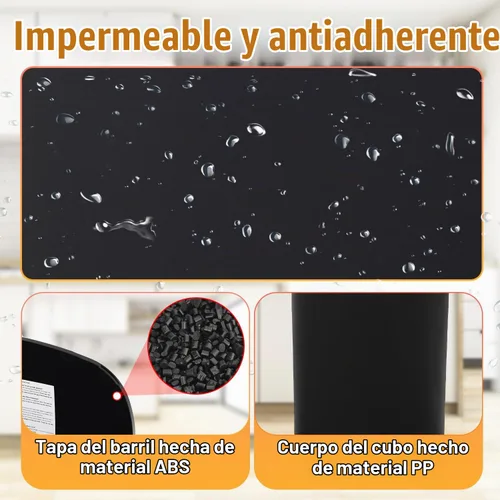 Vista 4 de Dopinmin Cubo de basura de cocina de 13 galones de 50 litros, hermoso cubo de basura con tapa y sensor automático para oficina, dormitorio, sala