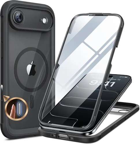 Vista 174 de Miracase - Funda magnética para iPhone 13 Pro Max de 6.7 pulgadas (compatible con MagSafe), transparente, completo, protector de pantalla de vidrio
