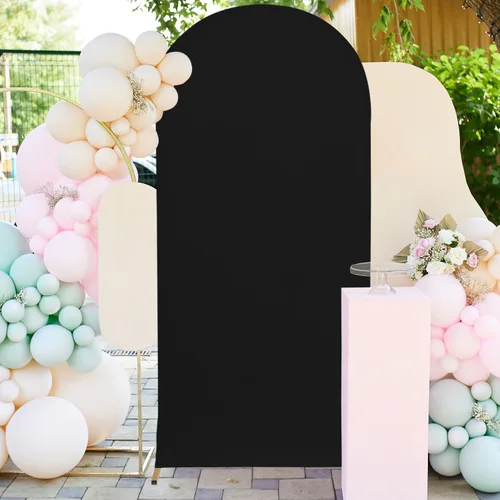 Vista 14 de FUHSY Cubierta de Arco de Boda Beige Cubierta de Arco Tela de Fondo Cubierta de Elastano de Arco de 6 Pies para Pared Arqueada Cubierta de Soporte