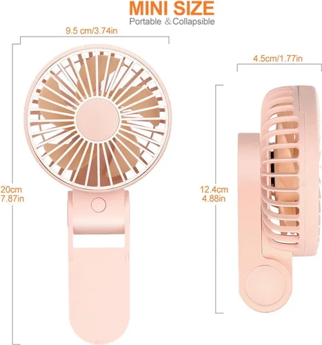 Vista 2 de TriPole Mini ventilador de mano USB, ventilador portátil recargable con pilas, ventilador de escritorio plegable de 3 velocidades, ventilador
