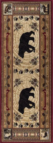 Vista 3 de Black Bear - Alfombra de pasillo de 3 x 8 pulgadas, color marrón, para pasillo, entrada o vestíbulo, estilo casa de campo, estilo oso largo
