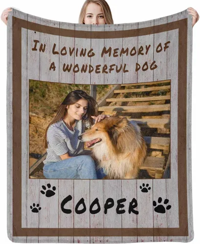 Vista 16 de Artsadd Manta conmemorativa personalizada con fotos para la pérdida de perros y gatos, manta conmemorativa personalizada, regalos de memoria amorosa