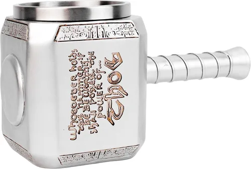 Vista 3 de Thor Hammer - Taza de cerveza estilo nórdico, decoración de estilo nórdico, resina de acero inoxidable, mitología nórdica, taza de cerveza Mjolnir