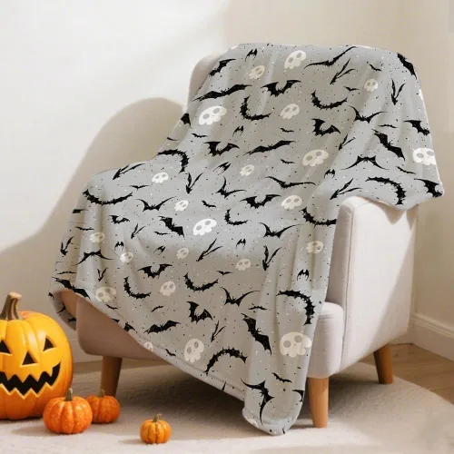 Vista 27 de Manta de Halloween para bebé, diseño de calabaza, fantasma, telaraña, súper suave, manta acogedora para recién nacido, manta de recepción para bebé