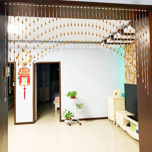 Vista 2 de Cortinas de Cuentas de Cristal Colgantes para Puerta, Cenefa Autoadhesiva para Entradas, Cristales para Ventanas Arqueadas, Cortina Divisoria