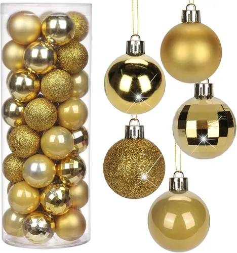 Vista 28 de Adornos de bolas de Navidad negras de 2.36 pulgadas, 25 piezas inastillables, set de adornos de Navidad, bolas de Halloween, adorno negro para árbol