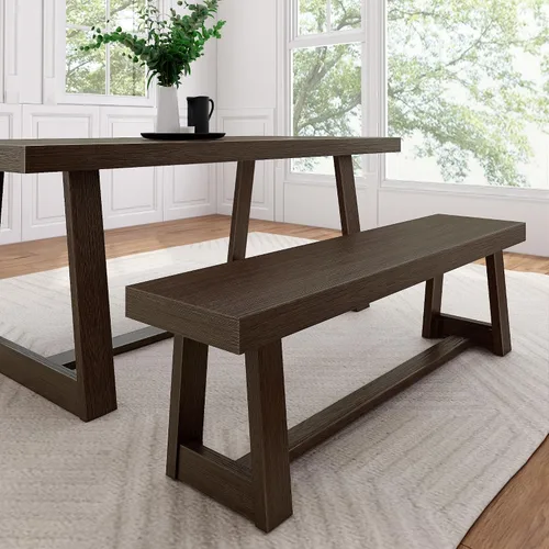 Vista 11 de Plank+Beam - Mesa de comedor de 48 pulgadas estilo granja, mesa de cocina rústica de madera maciza, mesa de comedor para el comedor, mobiliario