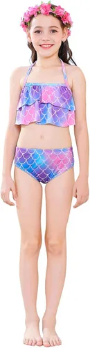 Vista 5 de 7pcs cola de sirena para niñas princesa traje de baño bikini natación gafas corona collar