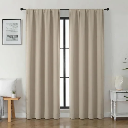 Vista 113 de Gwine Cortinas opacas para dormitorio, 54 pulgadas de largo, paneles de cortina de ventana con aislamiento térmico y reducción de ruido, cortinas