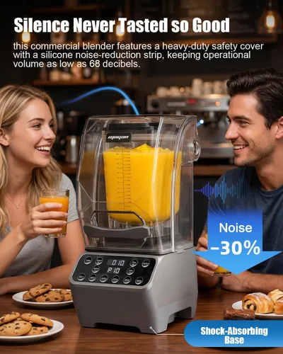 Vista 3 de MOGAN Licuadora comercial con escudo de sonido, licuadora profesional silenciosa de 2200 W para cocina y restaurante, mezclador industrial