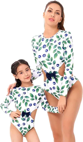 Vista 3 de Traje de baño para madre e hija, traje de baño familiar a juego para niños y niñas, conjunto de bikini con volantes para mujer, traje de baño