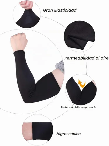 Vista 5 de Mudder 8 Pairs UV Sun Protection Cooling Arm Sleeves for Men Women Youth Silk Compression Arm Cover Breathable Outdoors Sport Negro