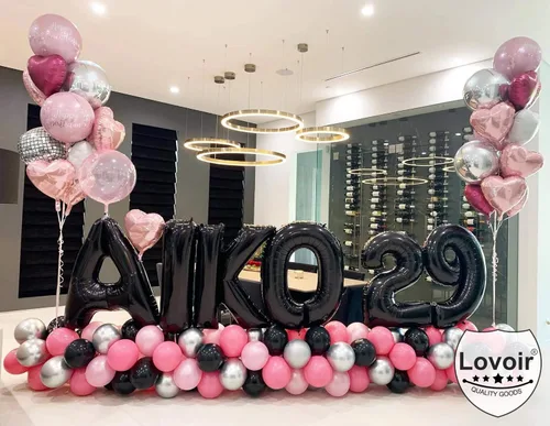 Vista 5 de Lovoir Globos grandes de 40 pulgadas con letras B negras de gran tamaño, globo de helio de aluminio de Mylar para decoración de fiesta
