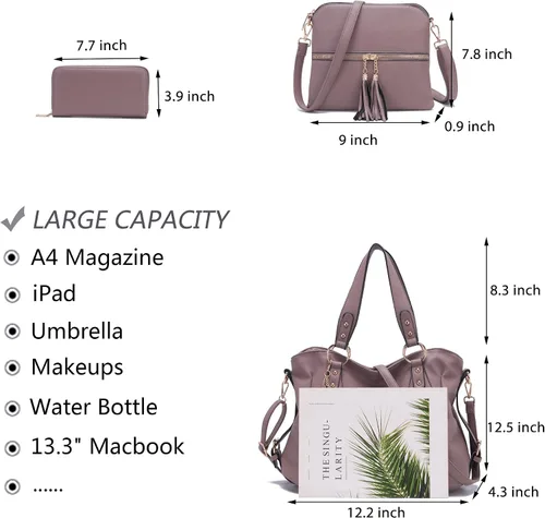 Vista 3 de Juego de carteras y carteras para mujer, bolso grande con cartera, 3
