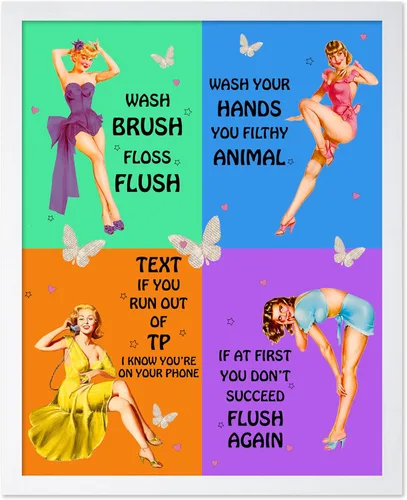 Vista 25 de Poster Master Pin Up Girl Poster - Better Late Than Ugly Print - Butterfly Art - Modern Art - Trendy Art - Gift for Men & Women - Funny Decor for