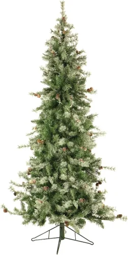 Vista 12 de Fraser Hill Farm Árbol de Navidad artificial delgado de abeto búfalo de 9 pies con luces LED dobles multicolor y blanco cálido, árbol falso plegable