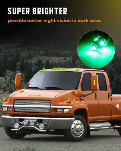 Vista 9 de cciyu Marcador de cubierta transparente para techo de cabina + cable T10-5-5050-SMD verde para Chevy Silverado 1500 2002 2004-2005 para Chevy