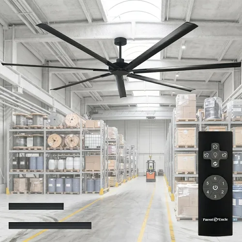 Vista 10 de Ventilador de techo grande de 84 pulgadas sin luz, ventilador de techo negro con certificación ETL