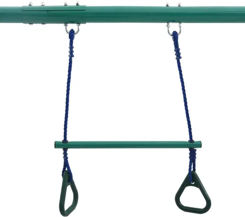 Vista 8 de Juego de columpios para niños con anillos de gimnasia y 4 asientos, juego de deslizadores de metal con marco de acero y 2 asientos de columpio con 1