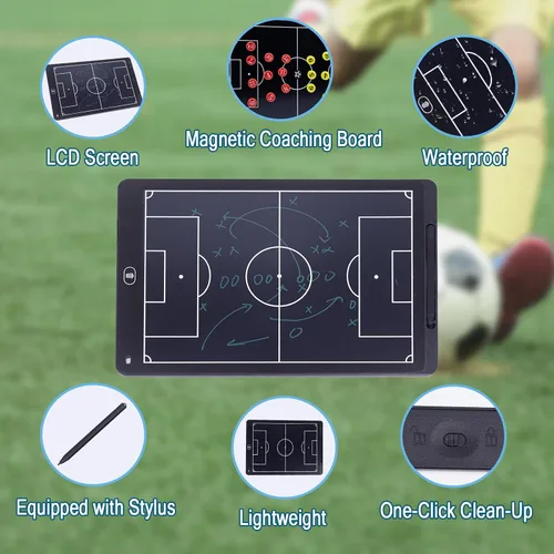 Vista 3 de Pizarra magnética electrónica para entrenamiento de fútbol, pizarra de entrenamiento de fútbol LCD de 16 pulgadas, pizarra de estrategia de fútbol