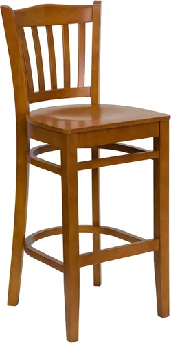 Vista 10 de Flash Furniture HERCULES Series - Taburete vertical para restaurante de madera de nogal, asiento de vinilo negro Asiento de vinilo negro/marco