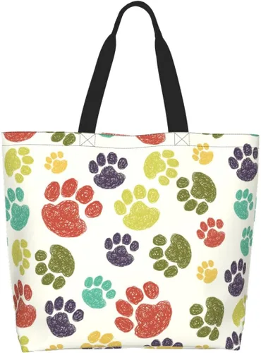 Vista 7 de Bolsa de compras reutilizable para mujer, bolsa de lona para compras casual, bolsa de hombro para viajes, playa y compras, regalos de Navidad