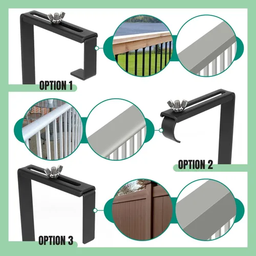 Vista 4 de Soporte ajustable para macetero, negro, 1 par, para colgar, hierro de aleación de acero de aleación, compacto, sin taladro, se adapta a 5-8.3