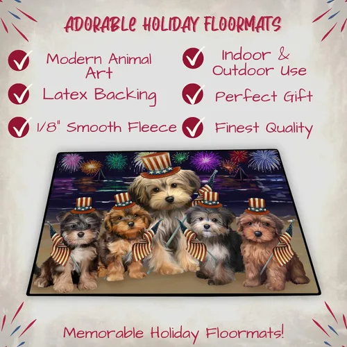 Vista 2 de Doggie of the Day Yorkipoo Dogs Floor Mat - 4th of July Independence Day - Best Dog Doormat - Protector Decor - Unique Portrait Art - Premium