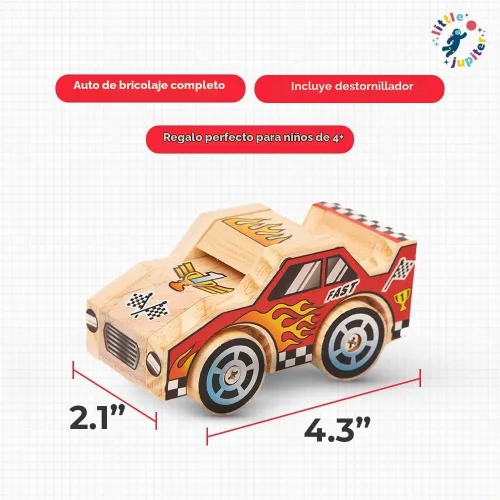 Vista 4 de Little Jupiter Kits de madera de bricolaje con calcomanías, kit de construcción para niños, juguetes troncos para edades de 4 a 7 años, manualidades