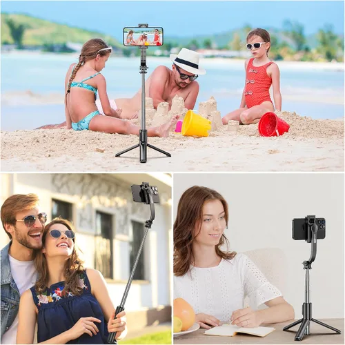 Vista 9 de SelfieShow Selfie Stick, Palo de Selfie Extensible con Trípode, Control Remoto Inalámbrico y Soporte de Trípode, Portátil, Ligero, Compatible