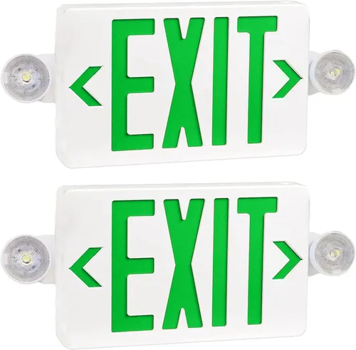 Vista 16 de OSTEK Señal de salida LED rojo con luces de emergencia, dos luces LED de salida de emergencia de cabeza ajustable con batería de respaldo, doble
