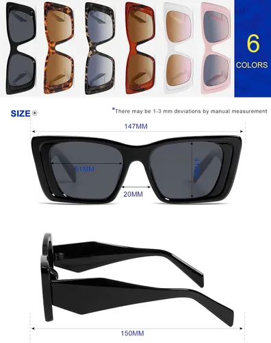 Vista 6 de VANLINKER Gafas de sol rectangulares de ojo de gato de moda para mujer y hombre, marco estrecho de lujo, gafas de sol de moda VL9762