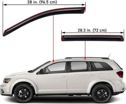Vista 2 de Lightronic Visera de ventana de ventilación automática con clip extra duradera en el canal, se adapta a Dodge Journey 2009-2020, protección UV