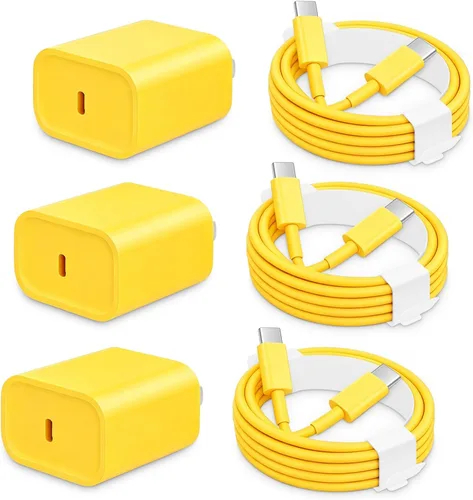 Vista 8 de Paquete de 3 bloques de carga rápida AISNI compatibles con iPhone 17, 16, 15, cargador USB C de carga rápida, cable de carga larga tipo C de 6 pies