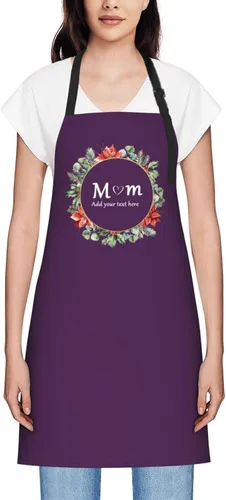 Vista 61 de Delantales personalizados para mujer, diseño de delantal de chef ajustable con nombre, textos, fotos, flores, regalos para el día de la madre