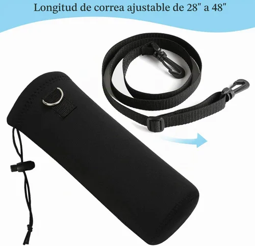 Vista 4 de ToLuLu Funda para botella de agua, funda de neopreno aislada para botella de agua, 25.4 fl oz, 33.8 fl oz, con correa de hombro ajustable