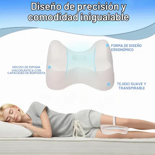 Vista 3 de Almohada de espuma viscoelástica para rodillas para dormir de lado, almohada para piernas con banda elástica para ciática, dolor de cadera
