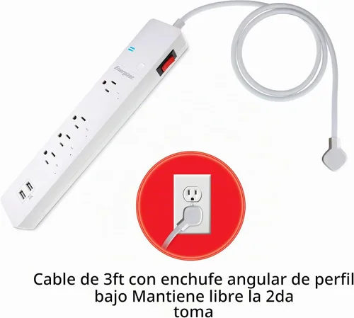 Vista 6 de Energizer Smart Wi-Fi 4 tomacorrientes 2 USB, 1200 julios, alimenta 4 artículos separados, dispositivos compatibles con carga, compatible