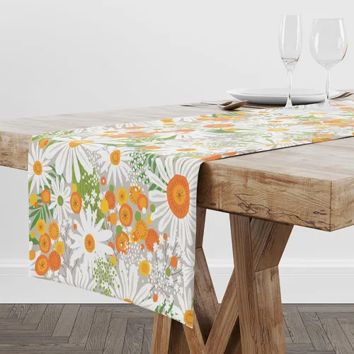 Vista 12 de Camino de mesa de flores de los años 60 y 70, retro, bohemio, hippie, para niños, niñas, fiesta, hogar, cocina, mesa, decoración, 36 x 13 pulgadas