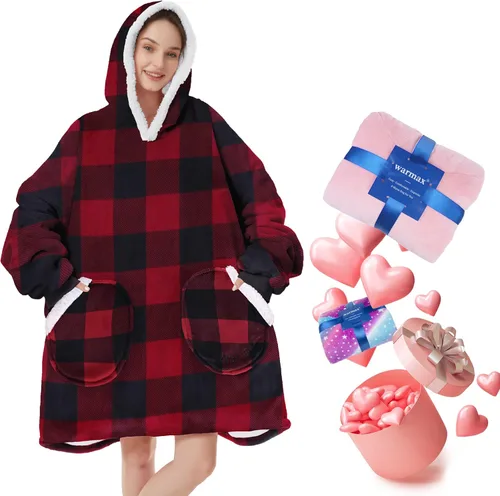 Vista 13 de American Trends Wearable Blanket Hoodie, Oversized Sherpa Warm Hoodie Blanket Thick Sweatshirt, Gift for Women Men Girls