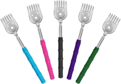 Vista 8 de SinLoon 5 Pack Telescoping Back Scratcher, Gift Manual Back Scratchers, Metal Portable Extendable Back Scratcher, Stainless Steel Back Massager Tool