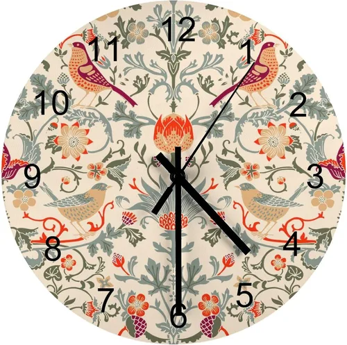 Vista 46 de Reloj de Pared de Flores Silencioso Sin Tictac Operado por Batería, Caricatura de los 70s Linda Flor Abstracta Pastel Margarita Reloj Floral